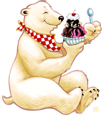 Polar bear eating a Herrell's® sundae