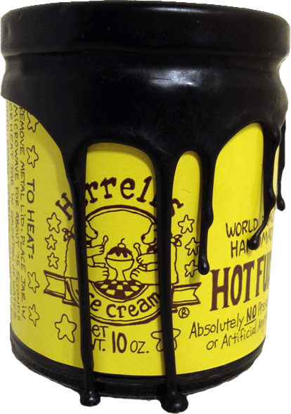 Jar of Herrell's® hot fudge with wax coating